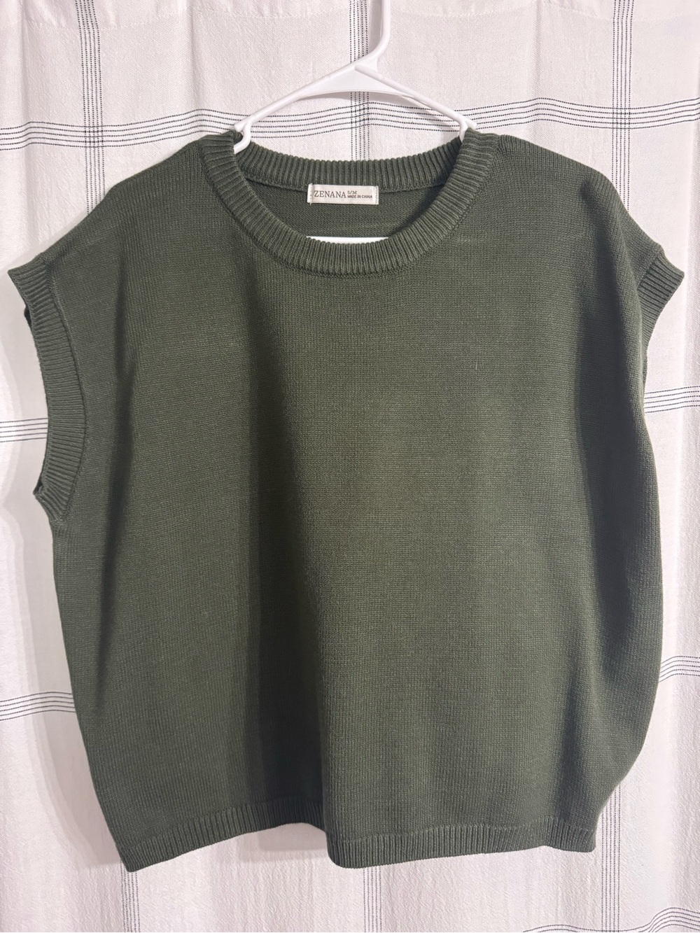 Zenana Outfitters Olive Green Knit Sleeveless Sweater Vest